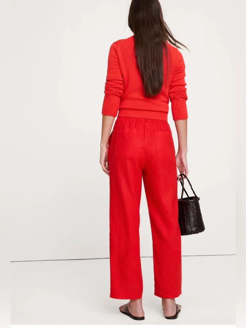 NWT-Banana Republic Getaway Straight Leg Pull On Linen Pant, Large